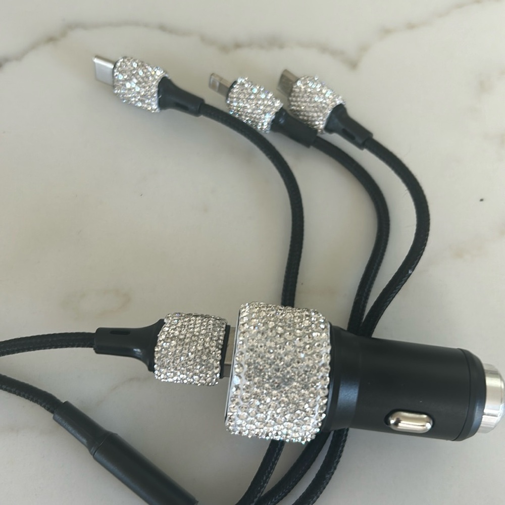 Studded with bling car cell phone charger.